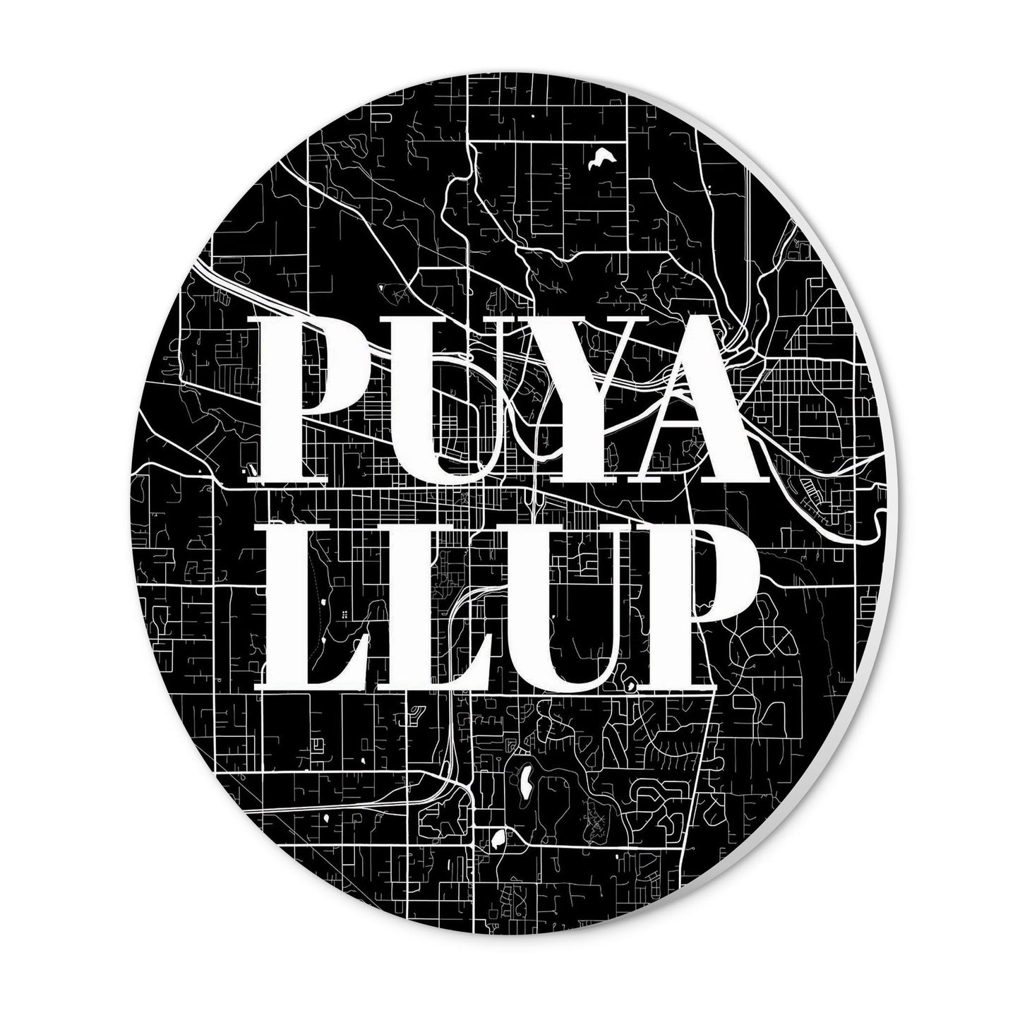 Minimalistic B&W Washington Puyallup Map | Wood Sign | Eaches | Min 1