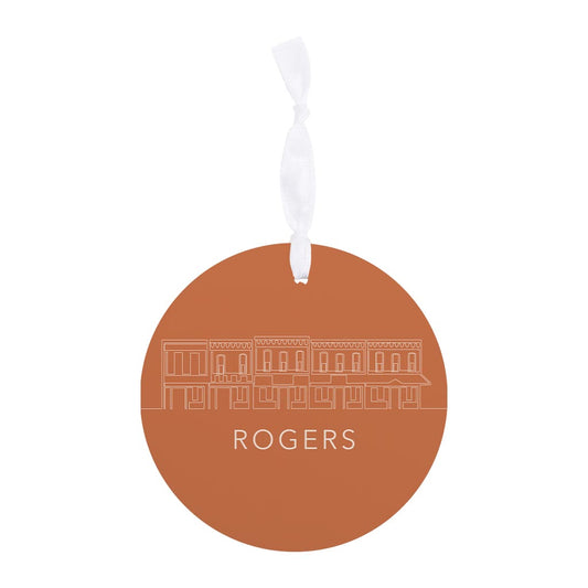 Modern Minimalist Arkansas Rogers Skyline | Wood Ornament | Eaches | Min 6