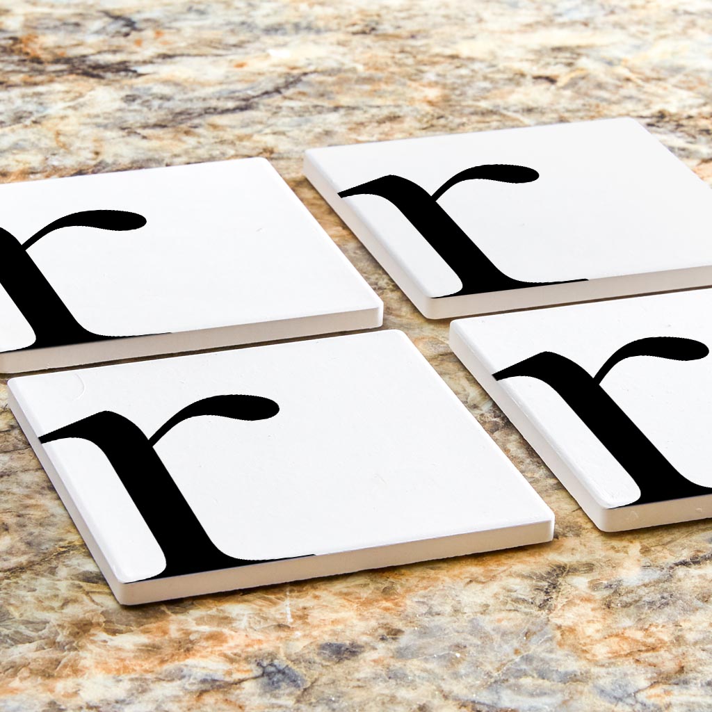 Minimal Monogram R | Absorbent Coasters | Set of 4 | Min 2