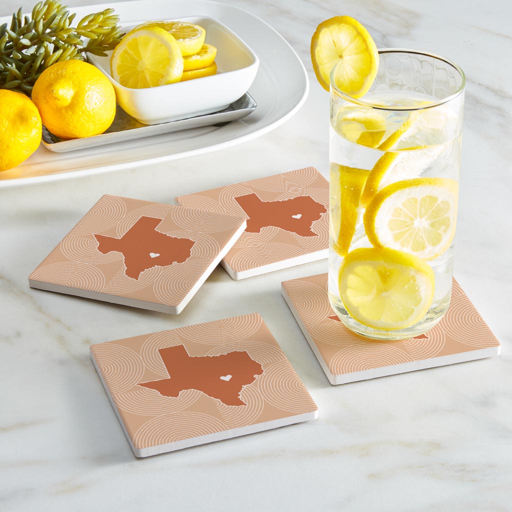 Modern Minimalist Texas Austin Heart | Absorbent Coasters | Set of 4 | Min 2