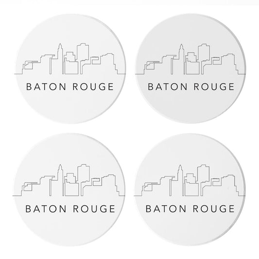 Modern Louisiana Baton Rouge City Line Drawing | Absorbent Coasters | Set of 4 | Min 2