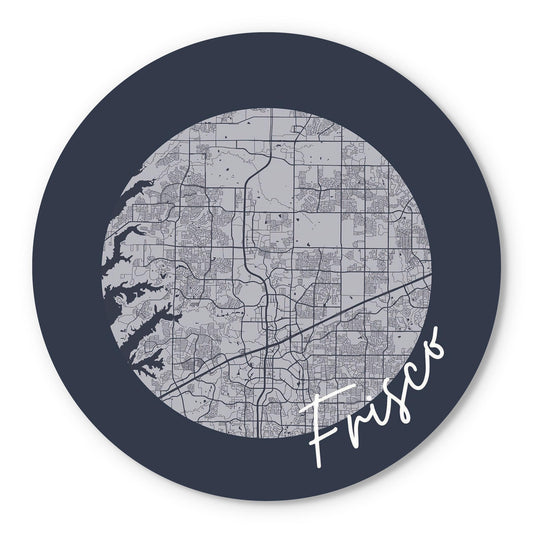 Modern Minimalist Texas Colors Frisco Circle Map | Wood Sign | Eaches | Min 1