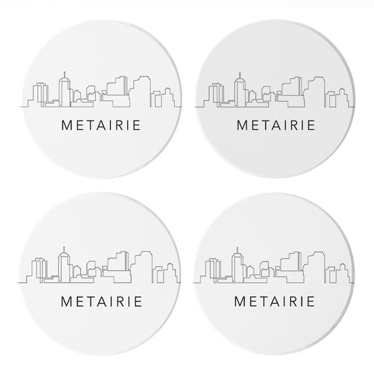 Modern Louisiana Metairie City Line Drawing | Absorbent Coasters | Set of 4 | Min 2