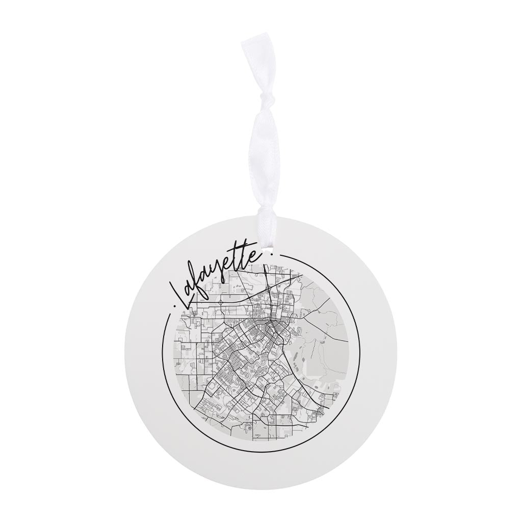 Modern Louisiana Lafayette Circle Map | Wood Ornament | Eaches | Min 6