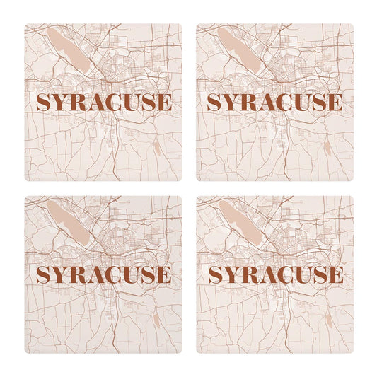 Modern Minimalist New York Syracuse Map | Absorbent Coasters | Set of 4 | Min 2