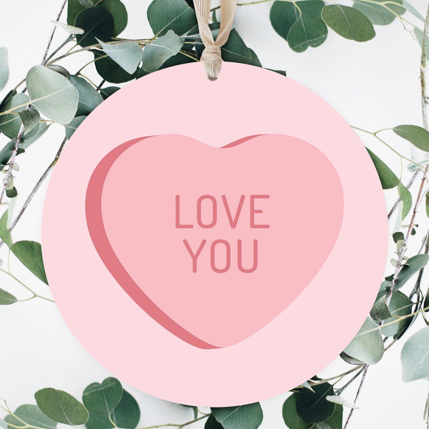 Message Hearts Love You | Wood Ornament | Eaches | Min 1