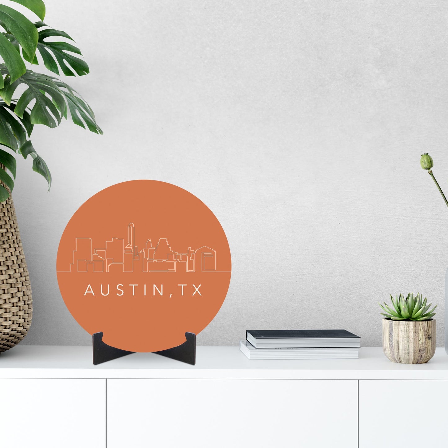 Modern Minimalist Texas Austin Skyline | Wood Sign | Eaches | Min 1