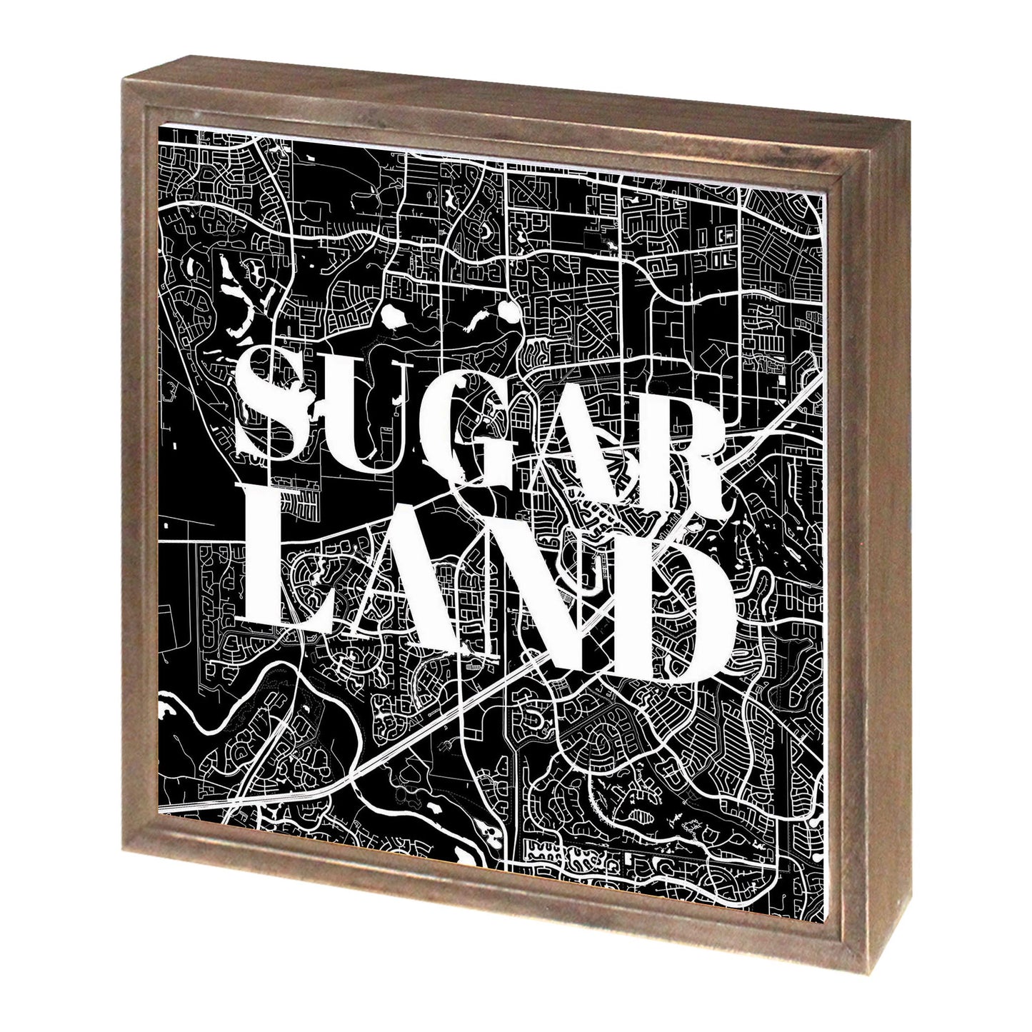 Minimalistic B&W Texas Sugarland Map | Wood Sign | Eaches | Min 1