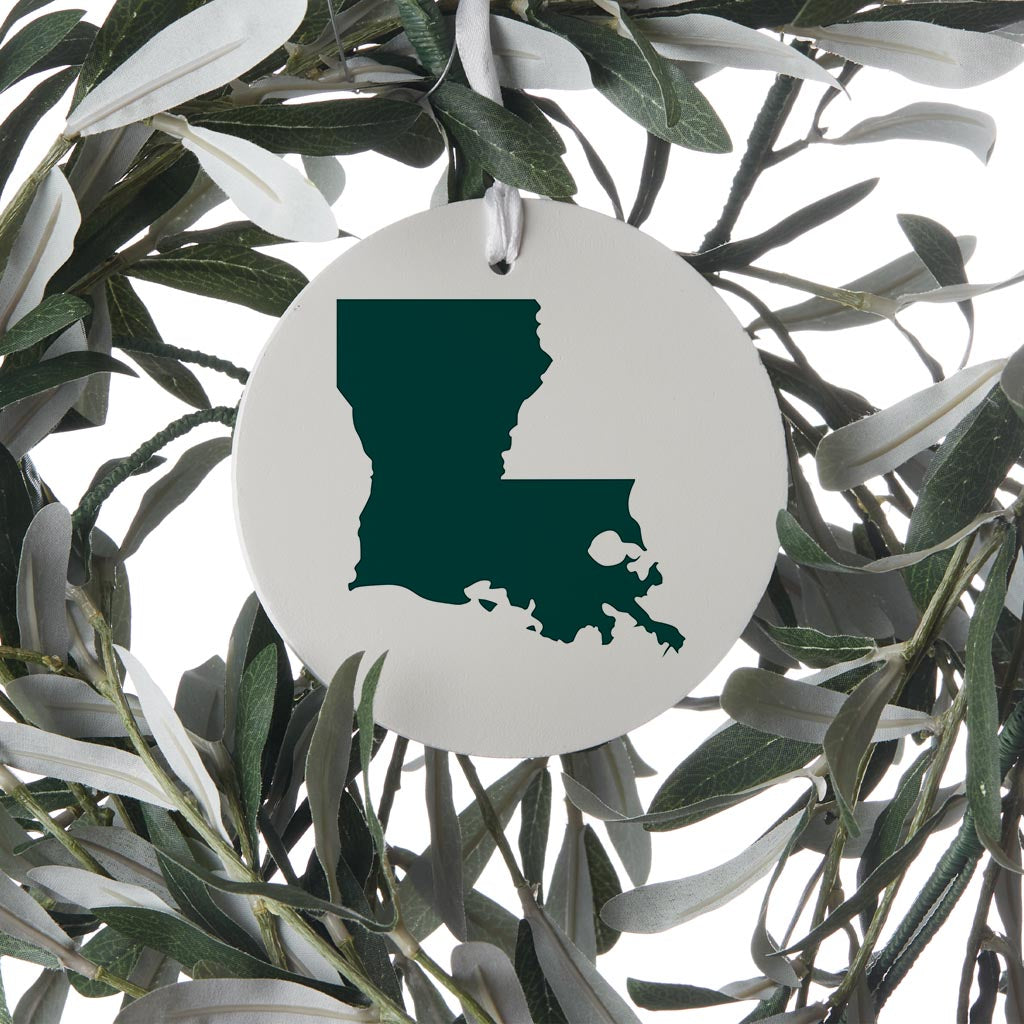 Blue White Louisiana State Shape | Wood Ornament | Eaches | Min 6