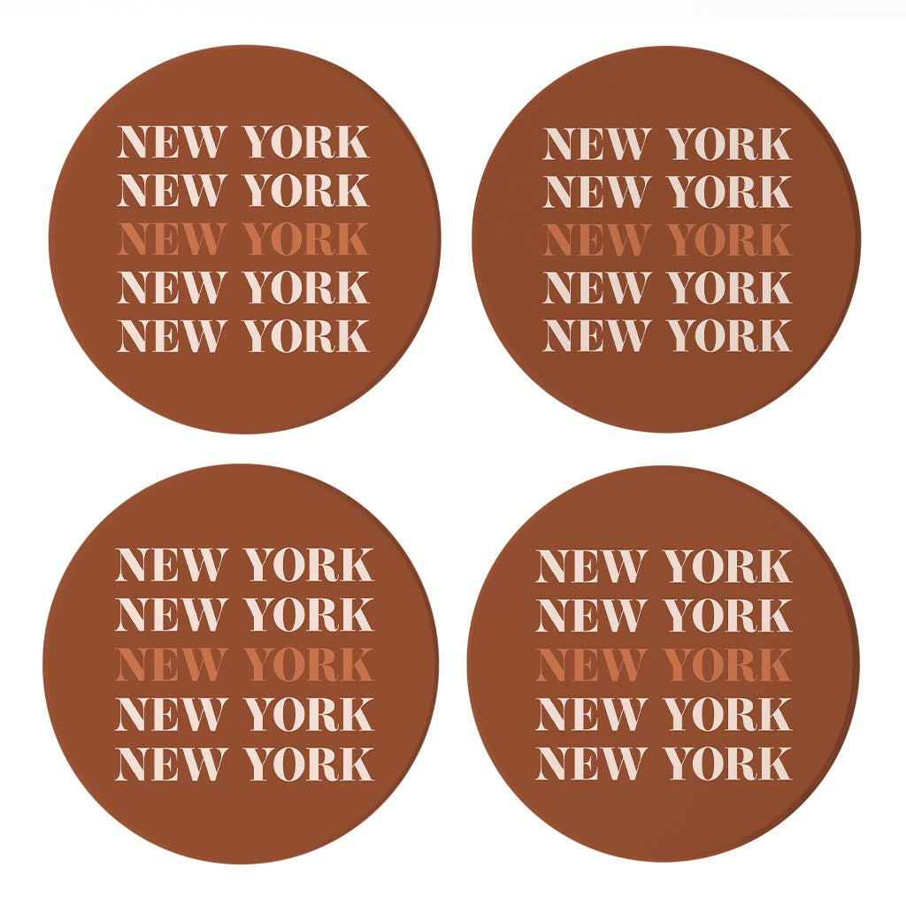 Modern Minimalist New York Repeated Dark | Absorbent Coasters | Set of 4 | Min 2