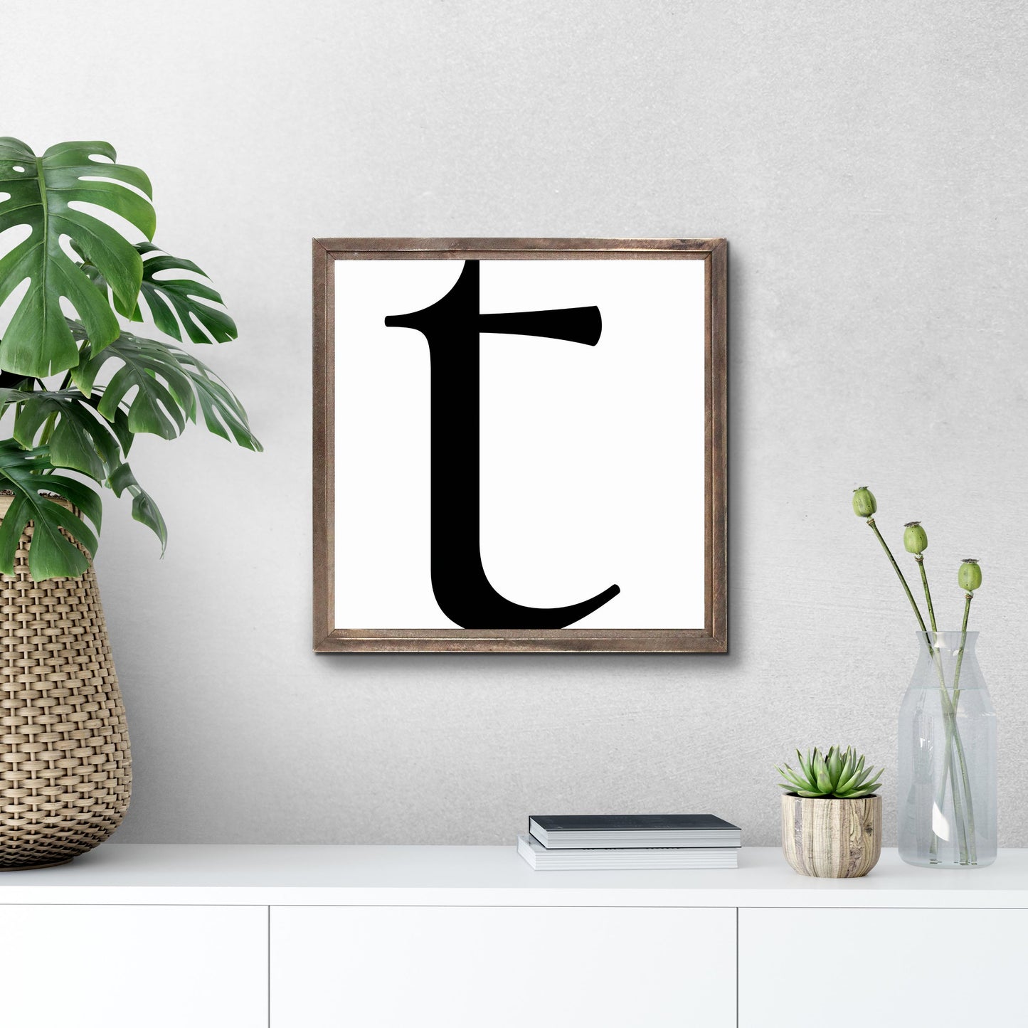 Minimalist Monogram T | Wood Sign | Eaches | Min 1