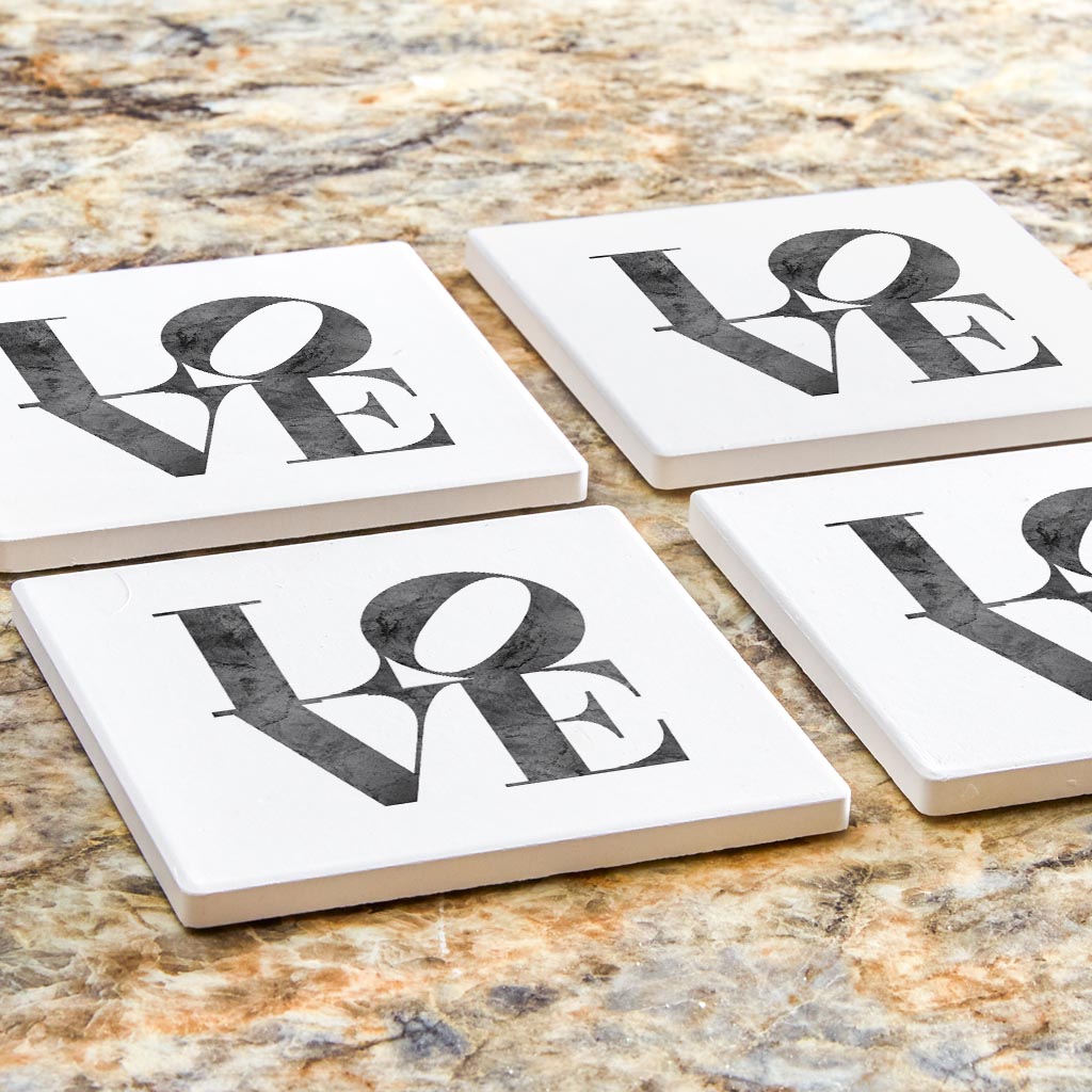 Minimalistic B&W Pennsylvania Love Light | Absorbent Coasters | Set of 4 | Min 2