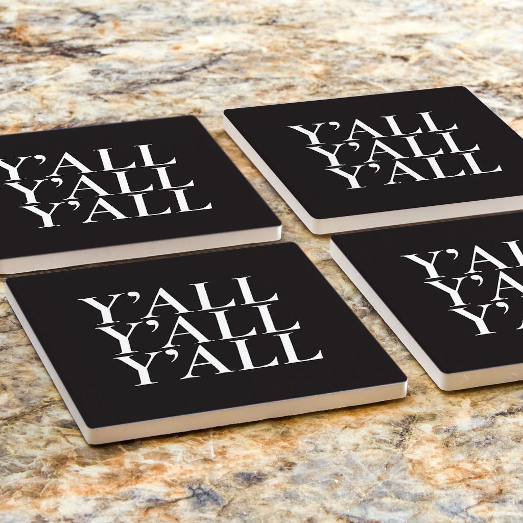 Minimalistic B&W Texas Yall | Absorbent Coasters | Set of 4 | Min 2