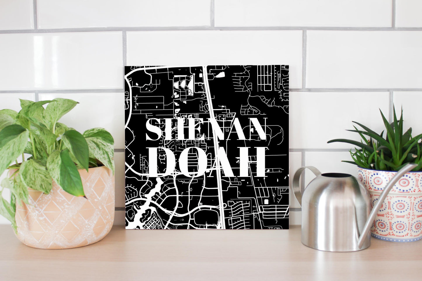 Minimalistic B&W Texas Shenandoah Map | Wood Sign | Eaches | Min 2