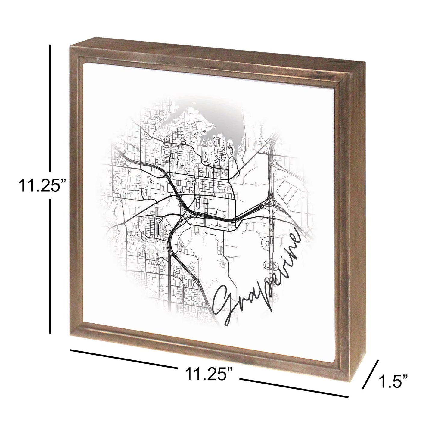 Minimalistic B&W Texas Grapevine Circle Map | Wood Sign | Eaches | Min 1