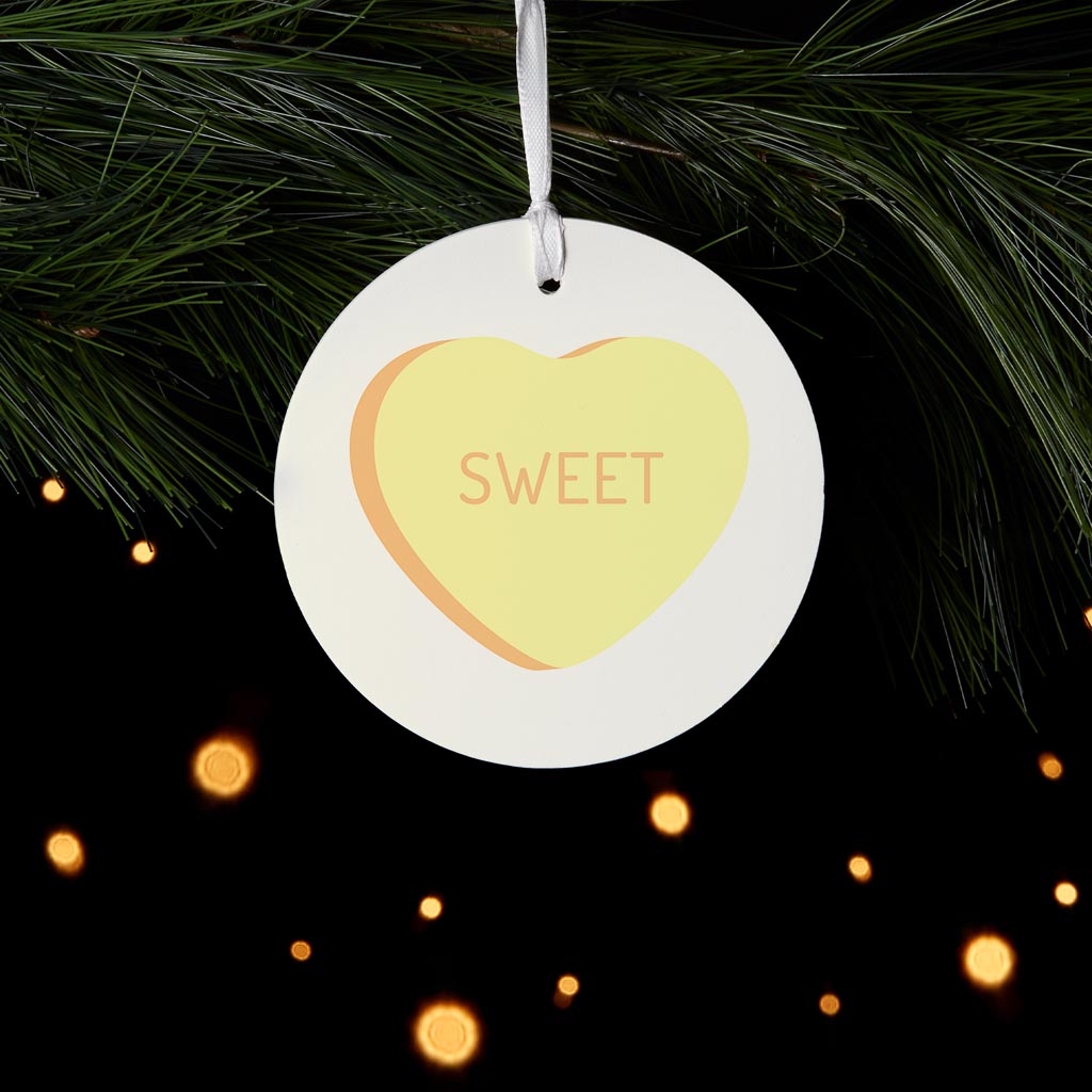 Message Hearts Sweet | Wood Ornament | Eaches | Min 6