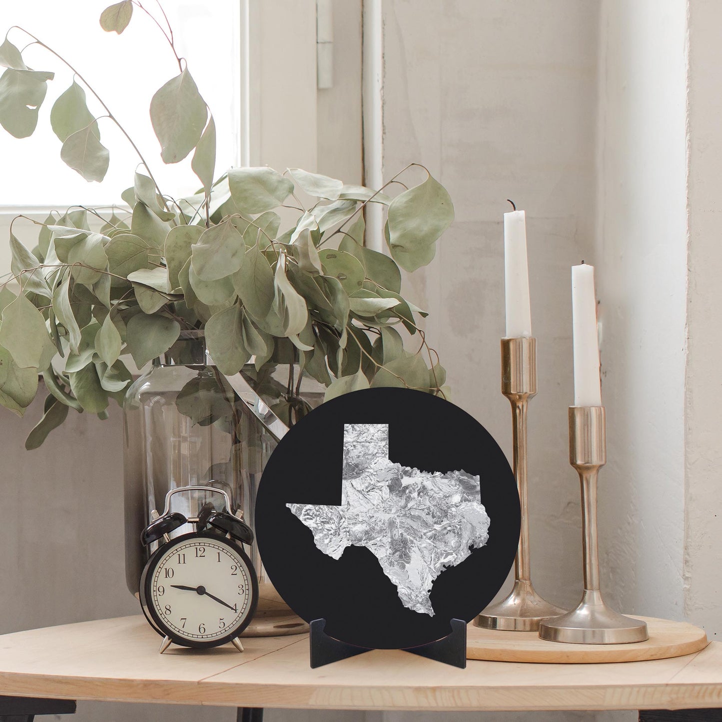 Minimalistic B&W Texas Metal State Shape | Wood Sign | Eaches | Min 1