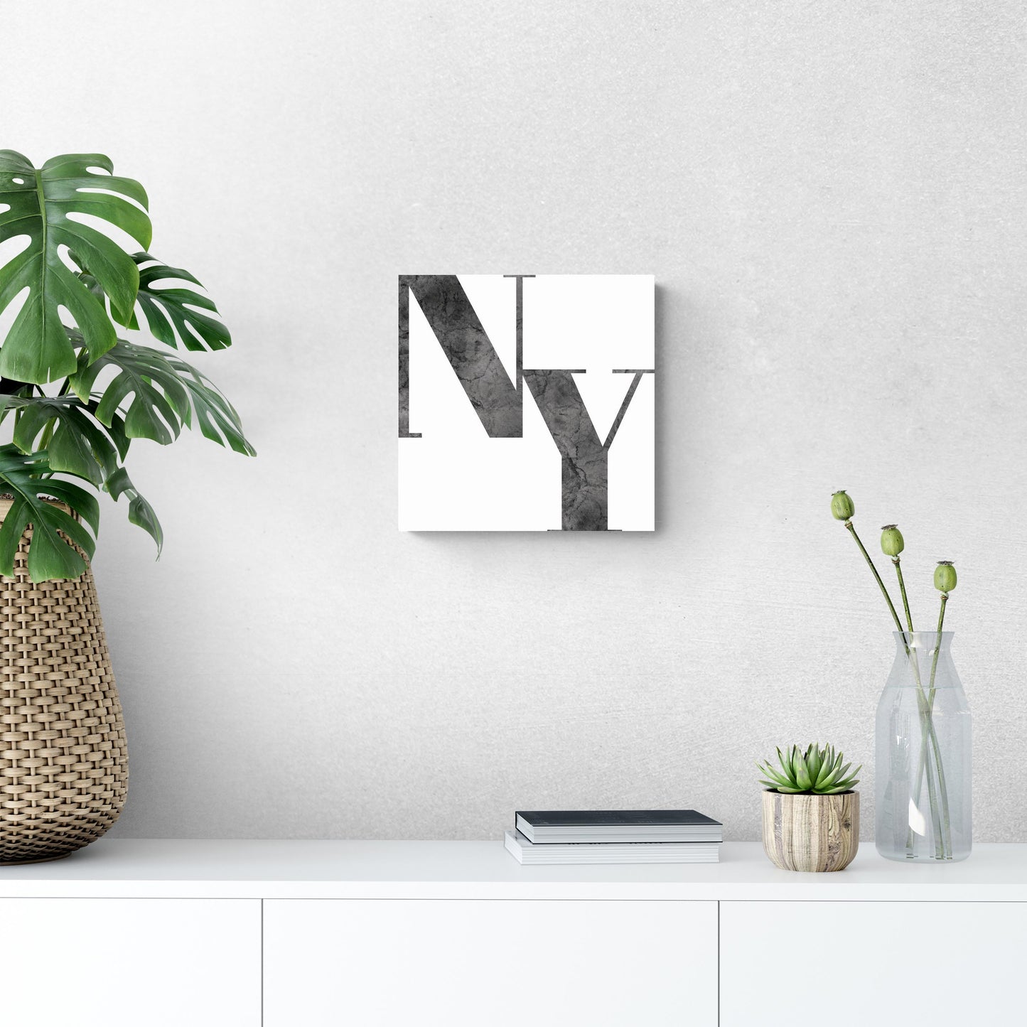 Minimalistic B&W New York White Initials | Wood Sign | Eaches | Min 2