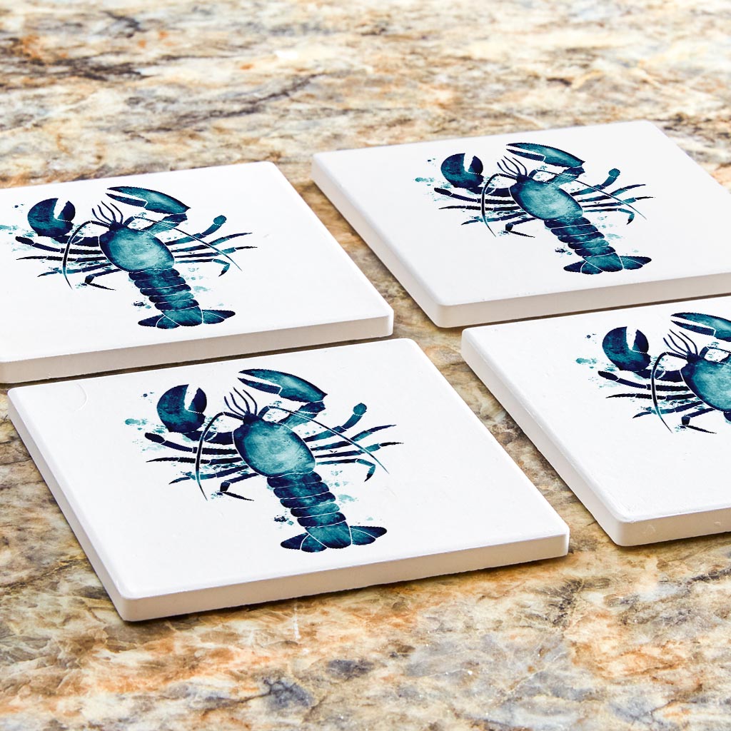 New England Water Color Lobster | Absorbent Coasters | Set of 4 | Min 2