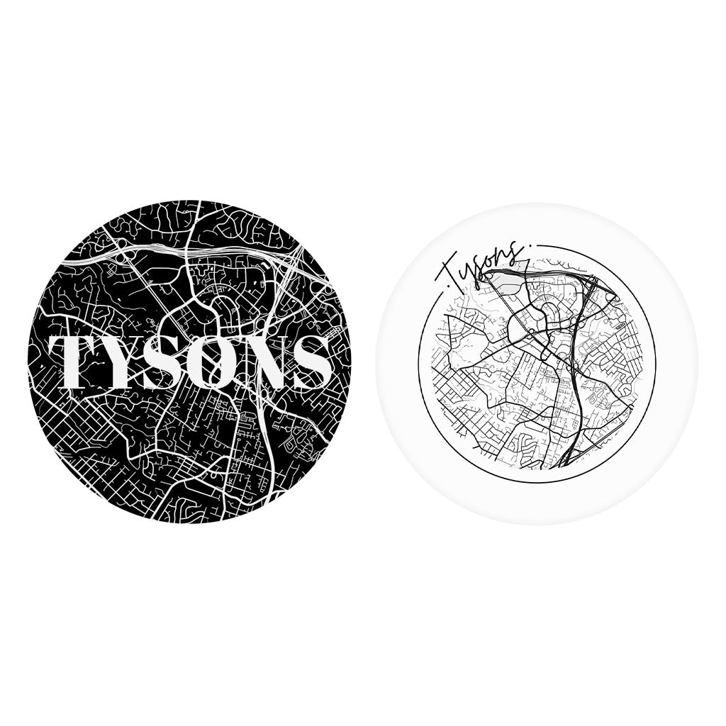 Minimalistic B&W Virginia Tysons Maps | Absorbent Car Coasters | Set of 2 | Min 4