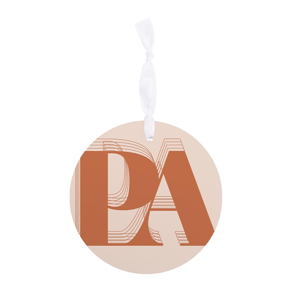 Modern Minimalist Pennsylvania Pa Initials Dark| Wood Ornament | Eaches | Min 6