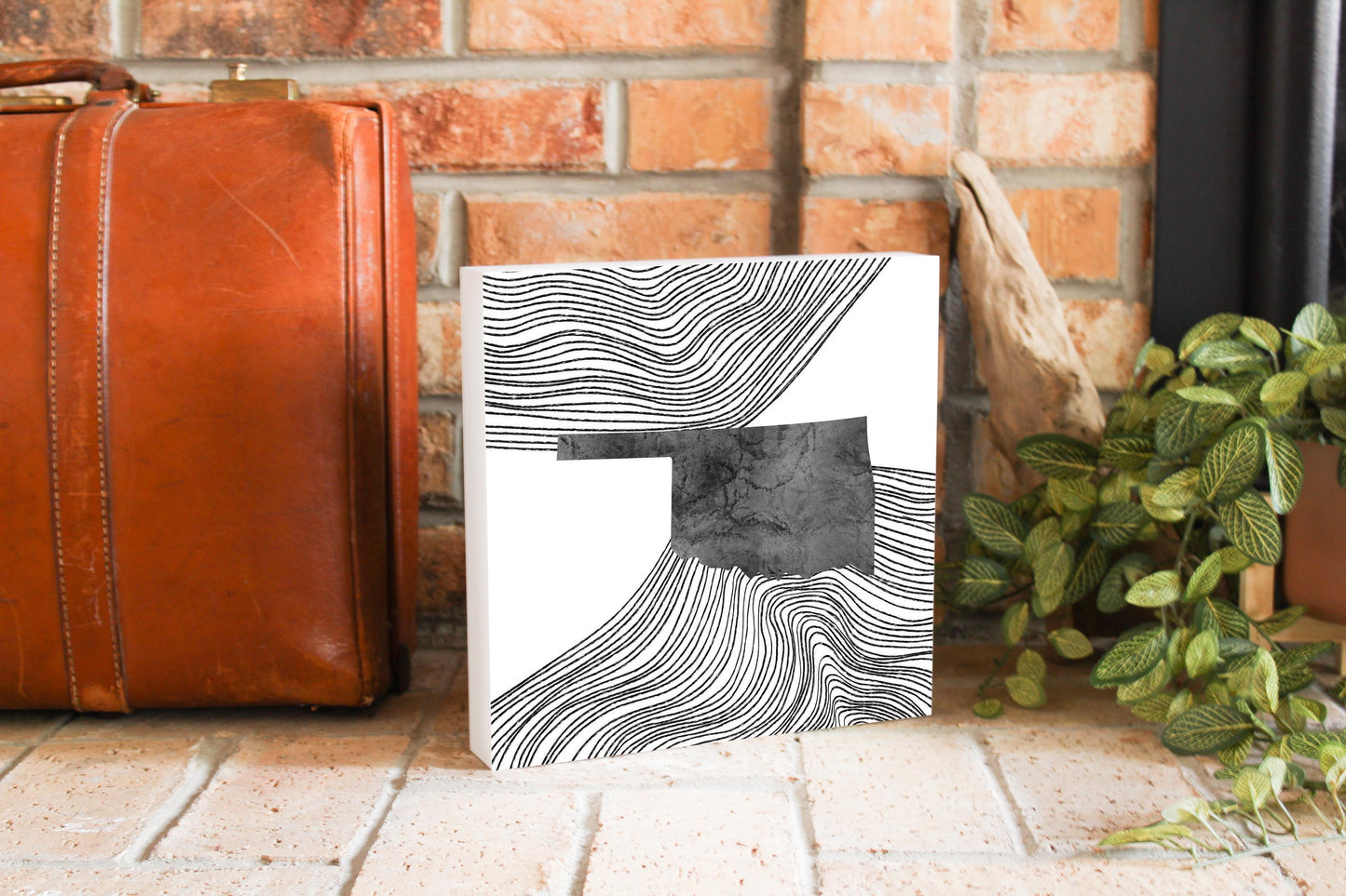 Modern Oklahoma State Shape With Fluid Lines | Wood Block | Eaches | Min 2