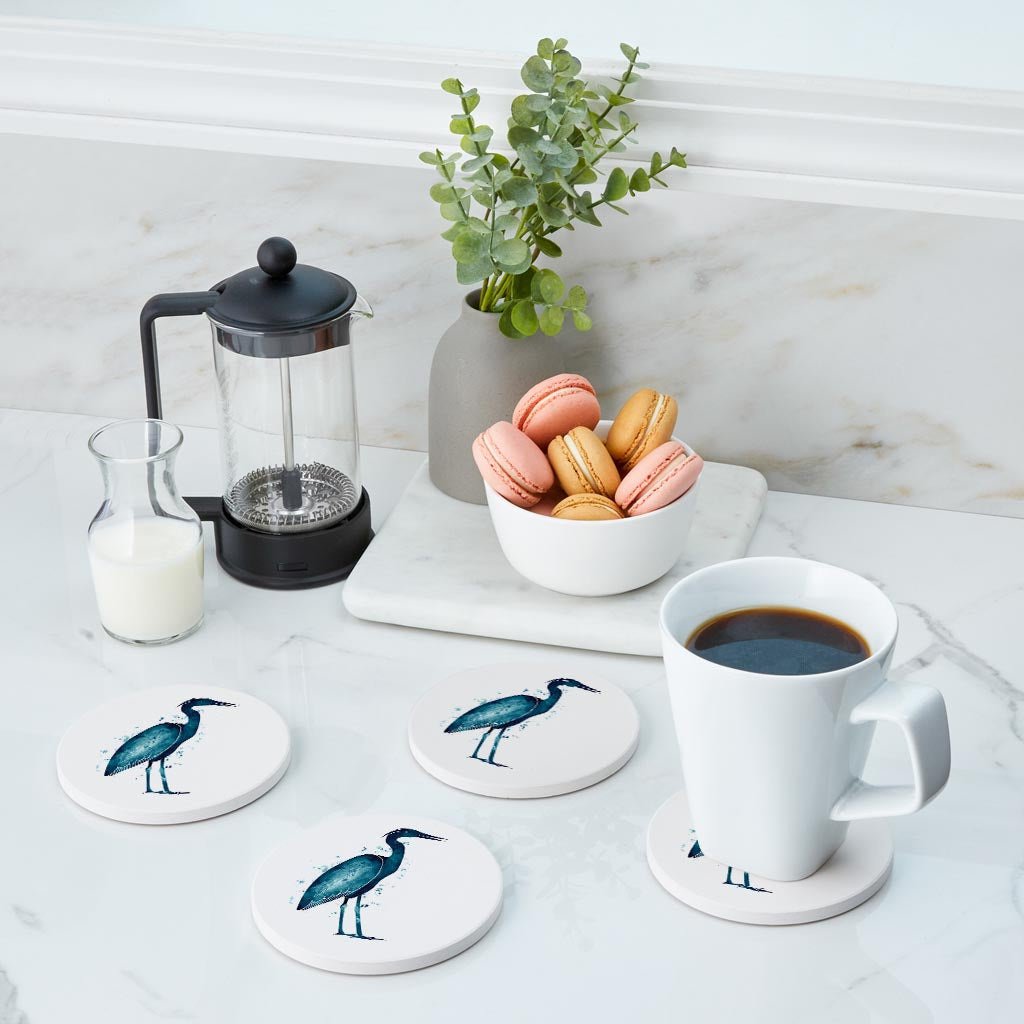 New England Water Color Heron | Absorbent Coasters | Set of 4 | Min 2