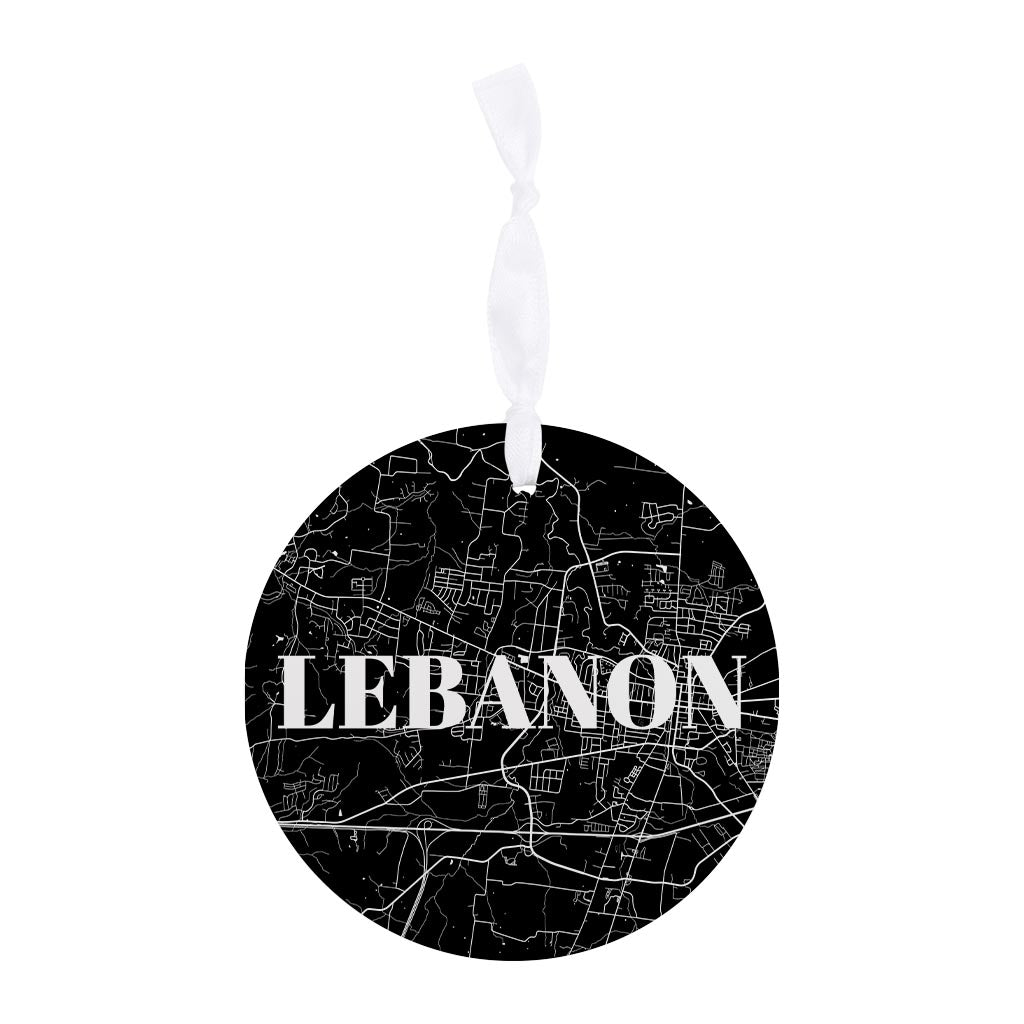 Minimalist B&W Tennessee Lebanon Map | Wood Ornament | Eaches | Min 6