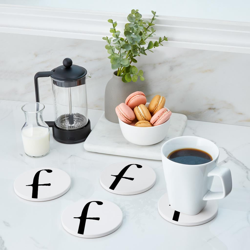 Minimalist Monogram F Circle | Absorbent Coasters | Set of 4 | Min 2