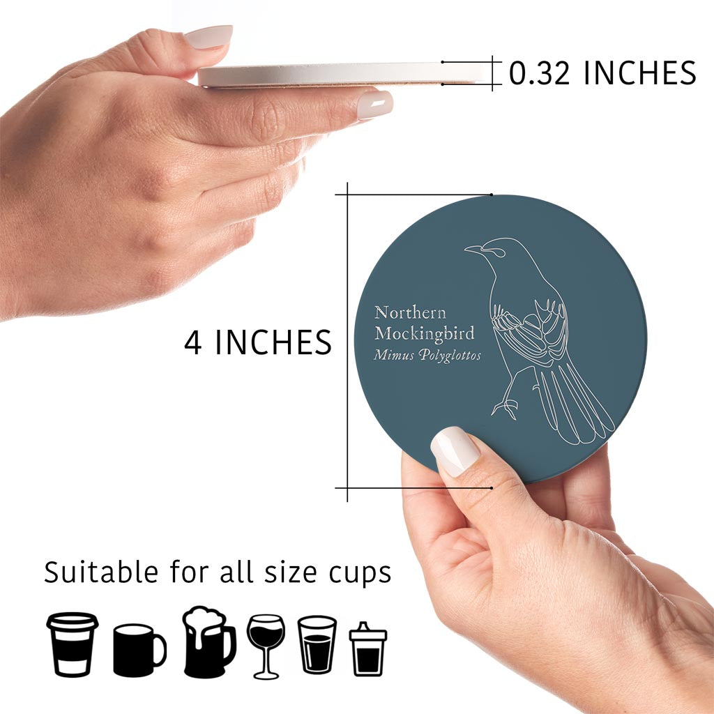 Modern Minimalist Arkansas Mockingbird | Absorbent Coasters | Set of 4 | Min 2