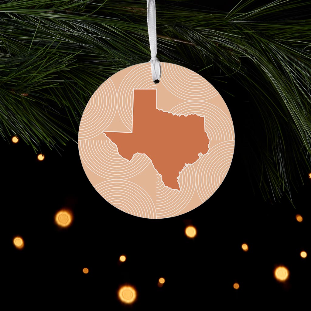 Modern Minimalist Texas State Shape With Pattern | Wood Ornament | Eaches | Min 6