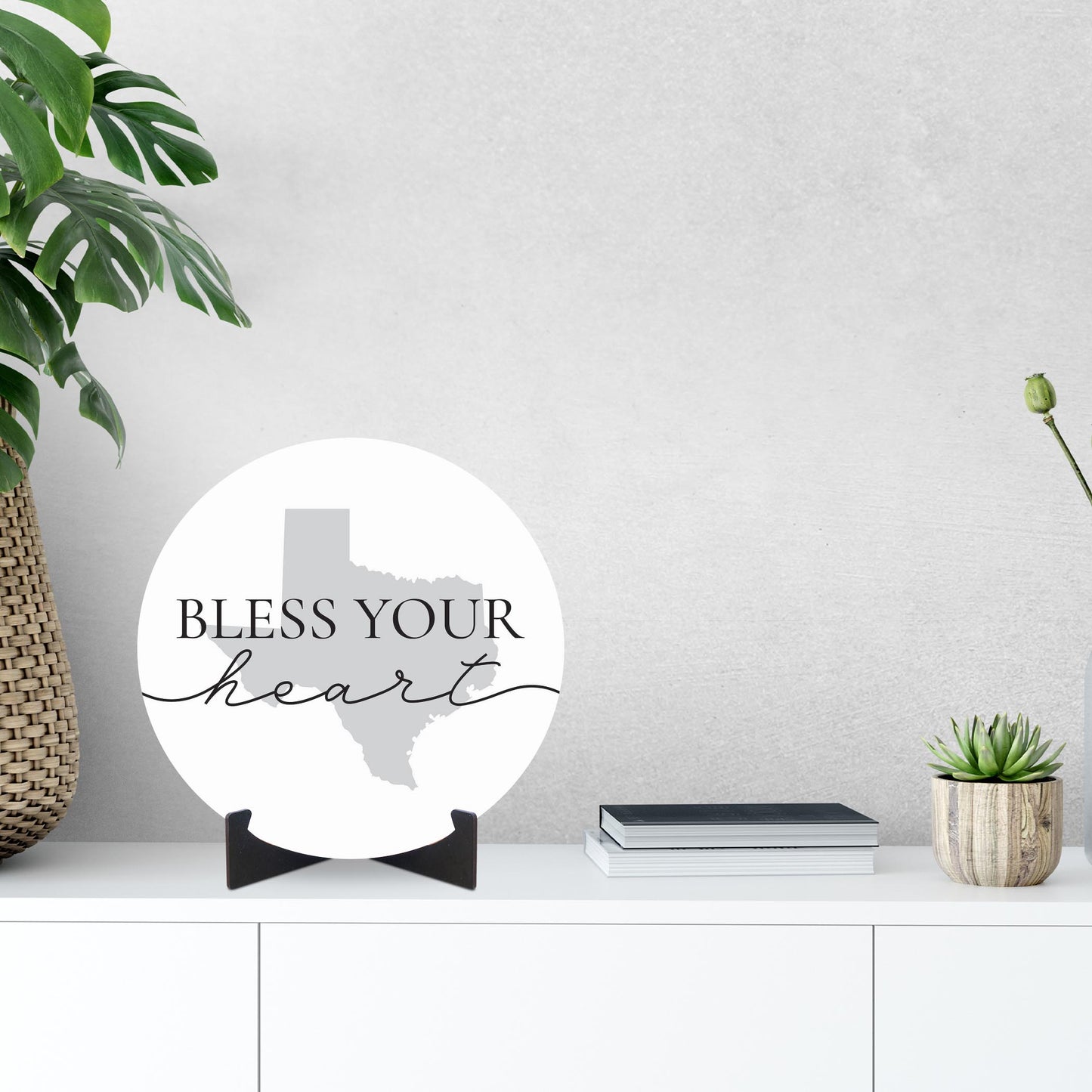 Minimalistic B&W Texas Bless Your Heart | Wood Sign | Eaches | Min 1