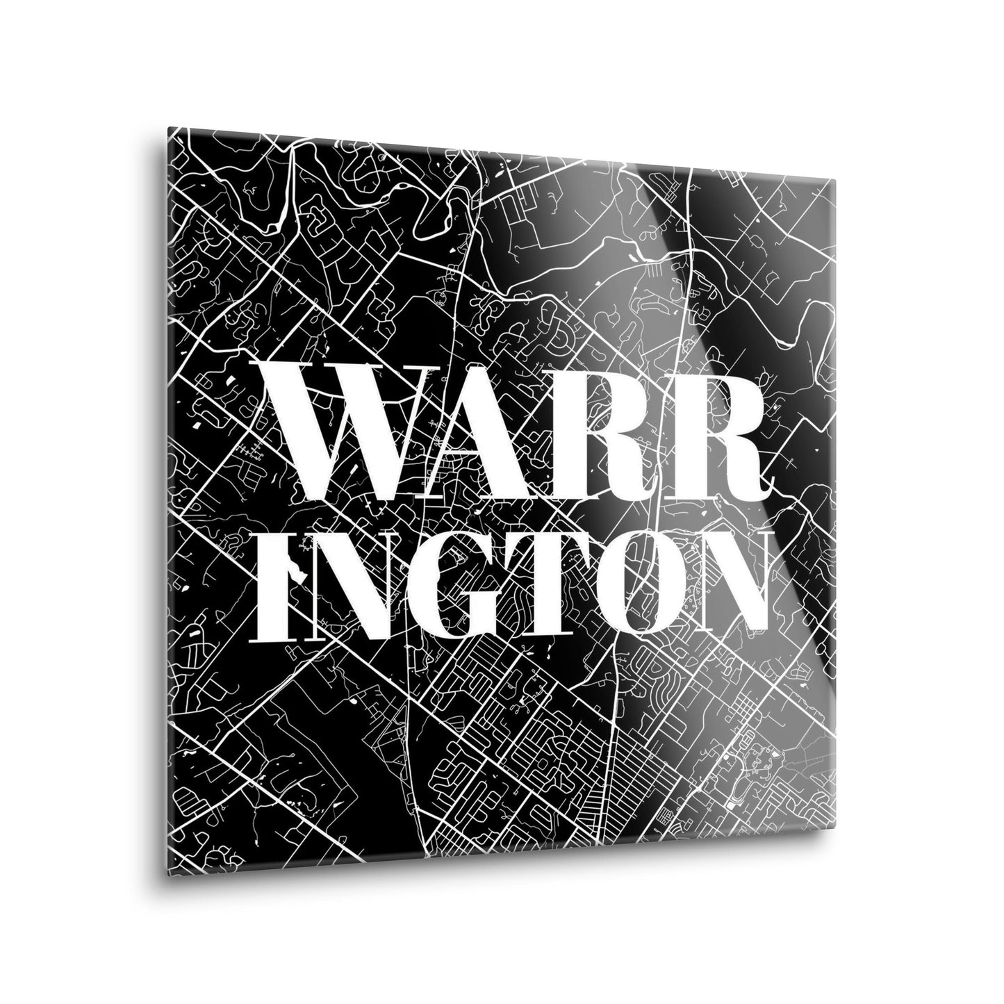 Minimalistic B&W Pennsylvania Warrington Map | Hi-Def Glass Art | Eaches | Min 2