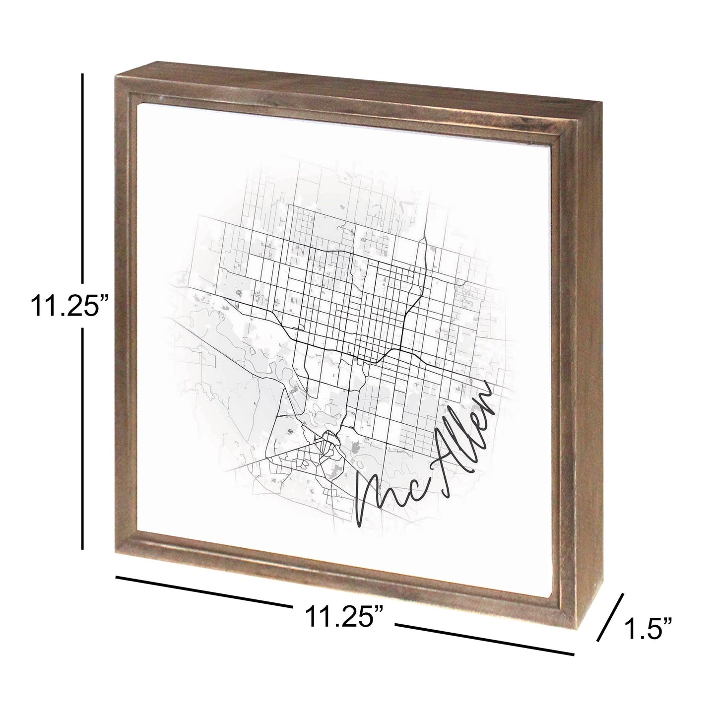 Minimalistic B&W Texas Mcallen Circle Map | Wood Sign | Eaches | Min 1