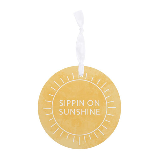 Sippin On Sunshine Yellow | Wood Ornament | Eaches | Min 6