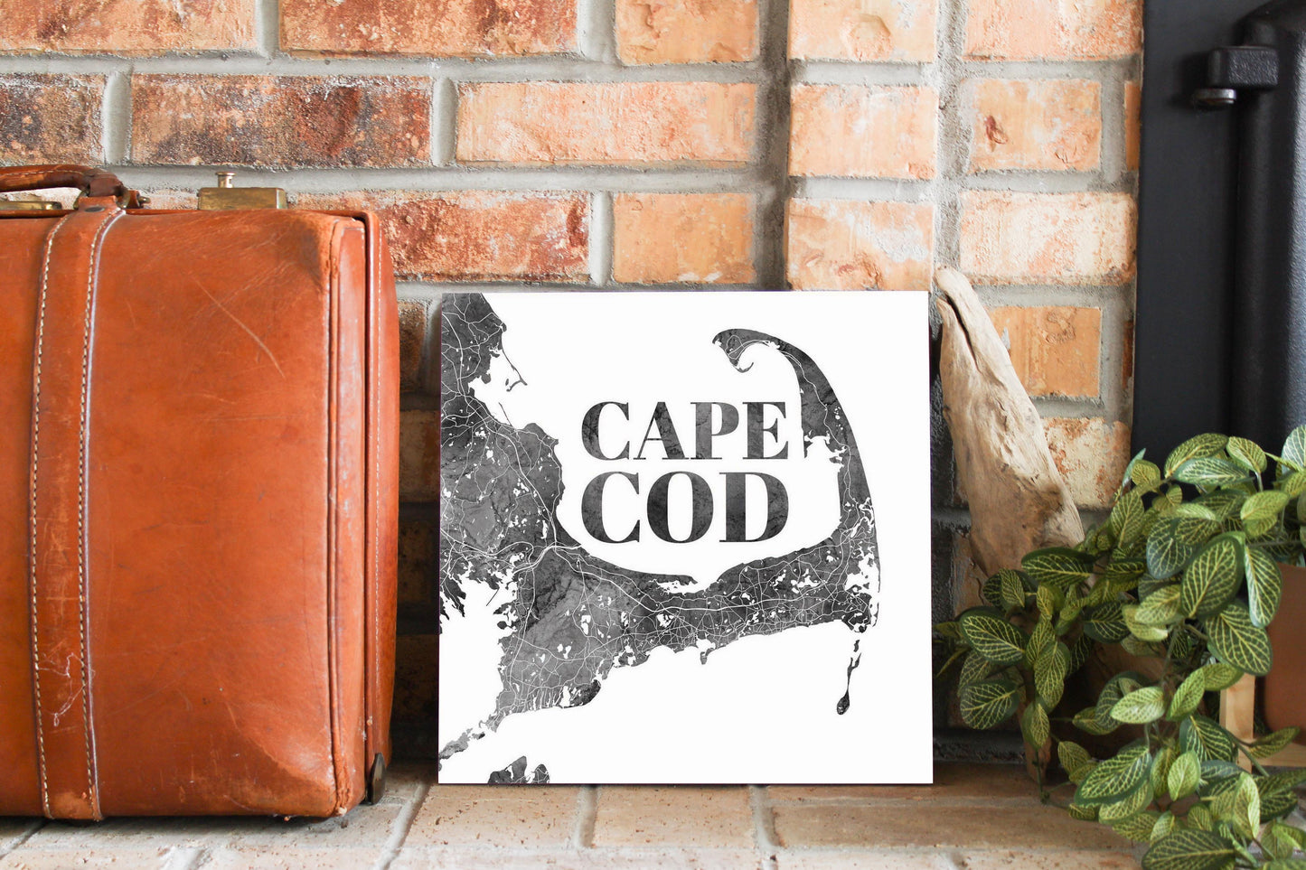 Minimalistic B&W Cape Cod Map | Wood Sign | Eaches | Min 2