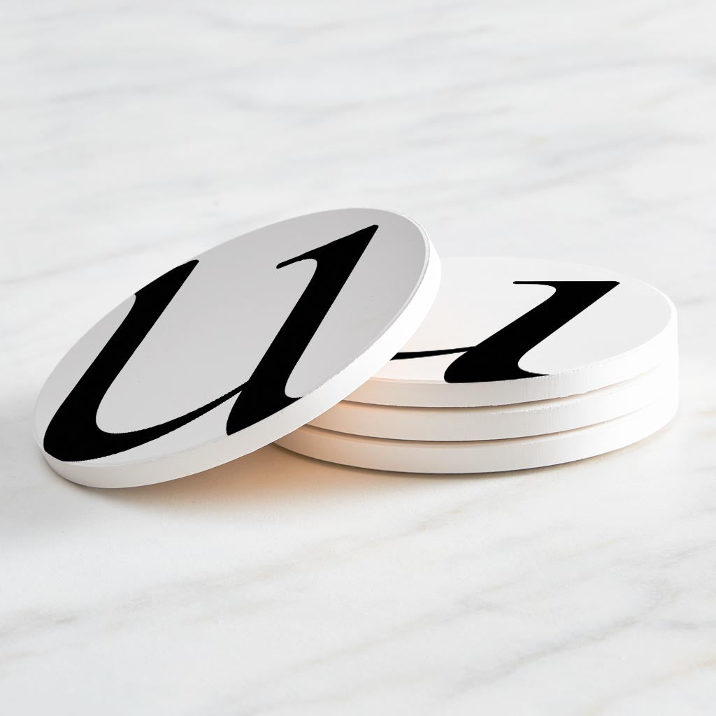 Minimalist Monogram U Circle | Absorbent Coasters | Set of 4 | Min 2