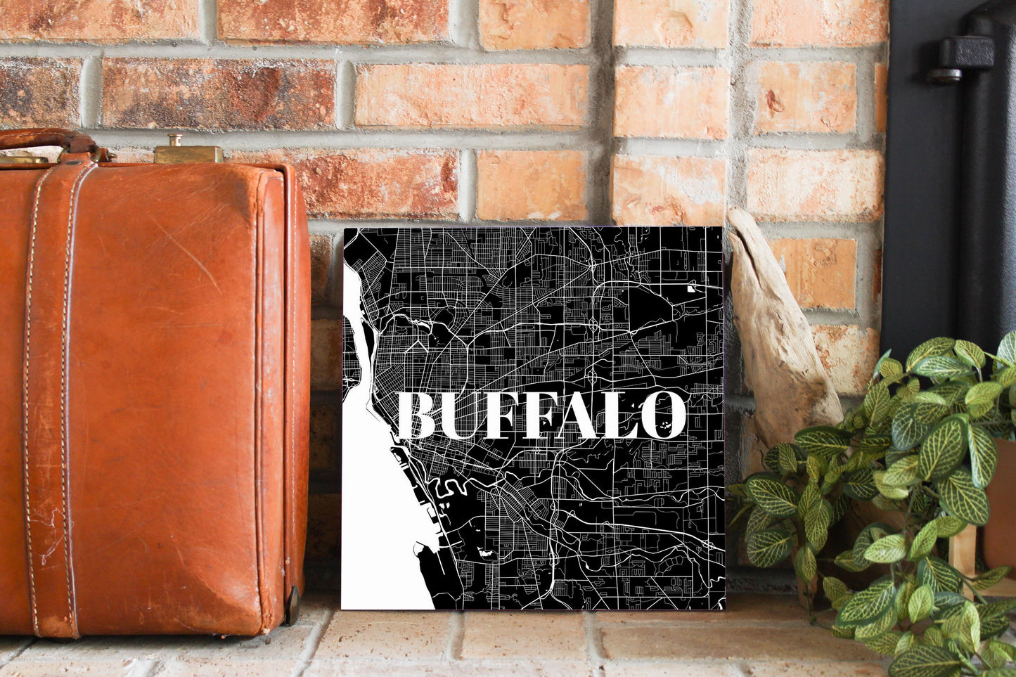 Minimalistic B&W New York Buffalo Map | Wood Sign | Eaches | Min 2