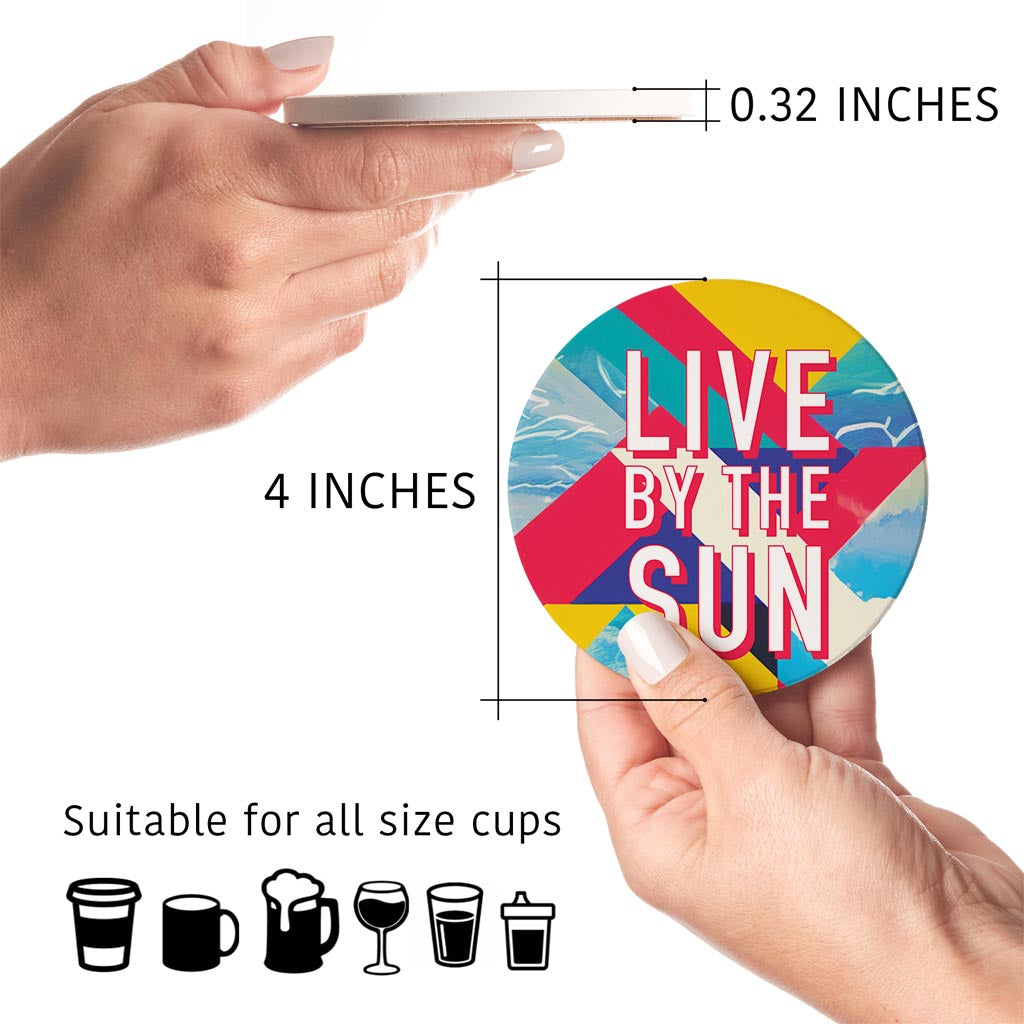 Live By The Sun | Absorbent Coasters | Set of 4 | Min 2