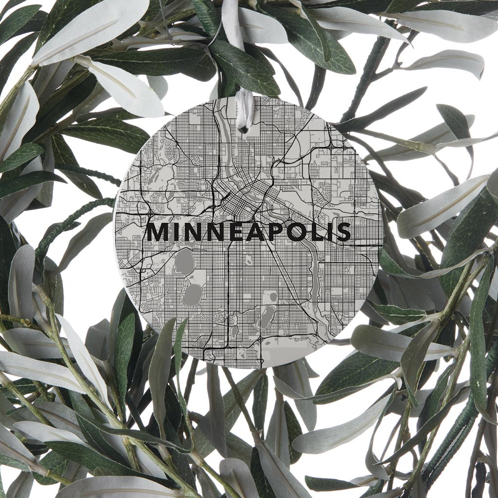 Minimalistic Minneapolis Minnesota Map White| Wood Ornament | Eaches | Min 6