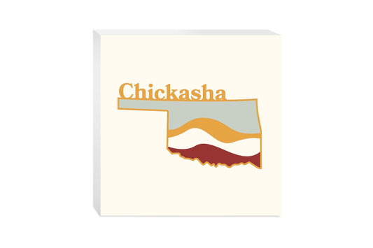 Modern Minimalist Oklahoma State Chickasha | Wood Block | Eaches | Min 2