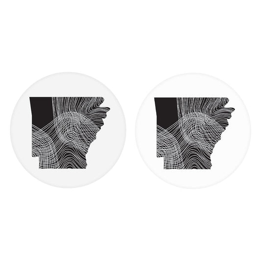 B&W Minimalist Arkansas Fluid Lines | Absorbent Car Coasters | Set of 2 | Min 4