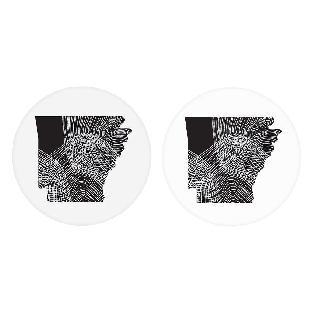 B&W Minimalist Arkansas Fluid Lines | Absorbent Car Coasters | Set of 2 | Min 4
