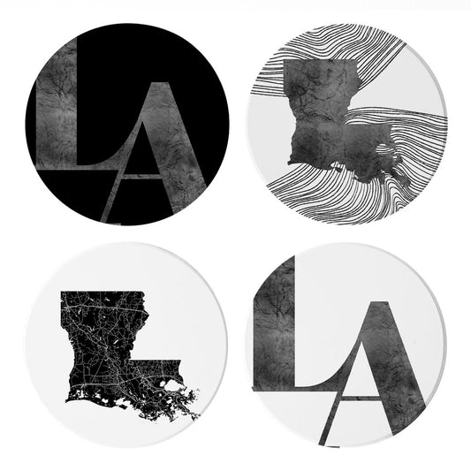 Modern Black White Louisiana Set | Absorbent Coasters | Set of 4 | Min 2