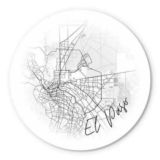 Minimalistic B&W Texas El Paso Circle Map | Wood Sign | Eaches | Min 1