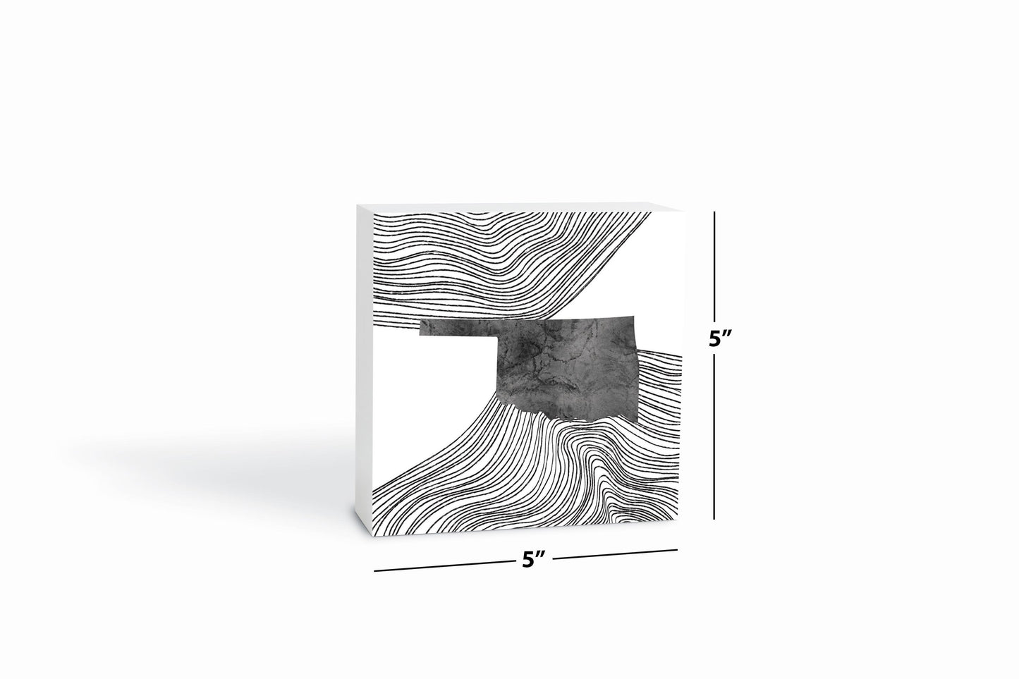 Modern Oklahoma State Shape With Fluid Lines | Wood Block | Eaches | Min 4