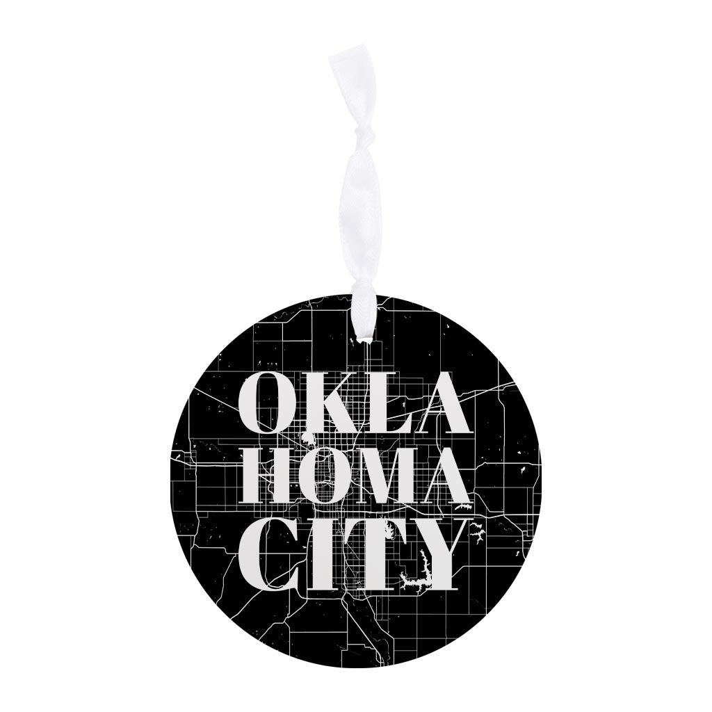 Modern Oklahoma City Map | Wood Ornament | Eaches | Min 6