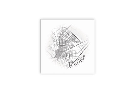 Minimalistic B&W Texas Victoria Circle Map | Wood Sign | Eaches | Min 2