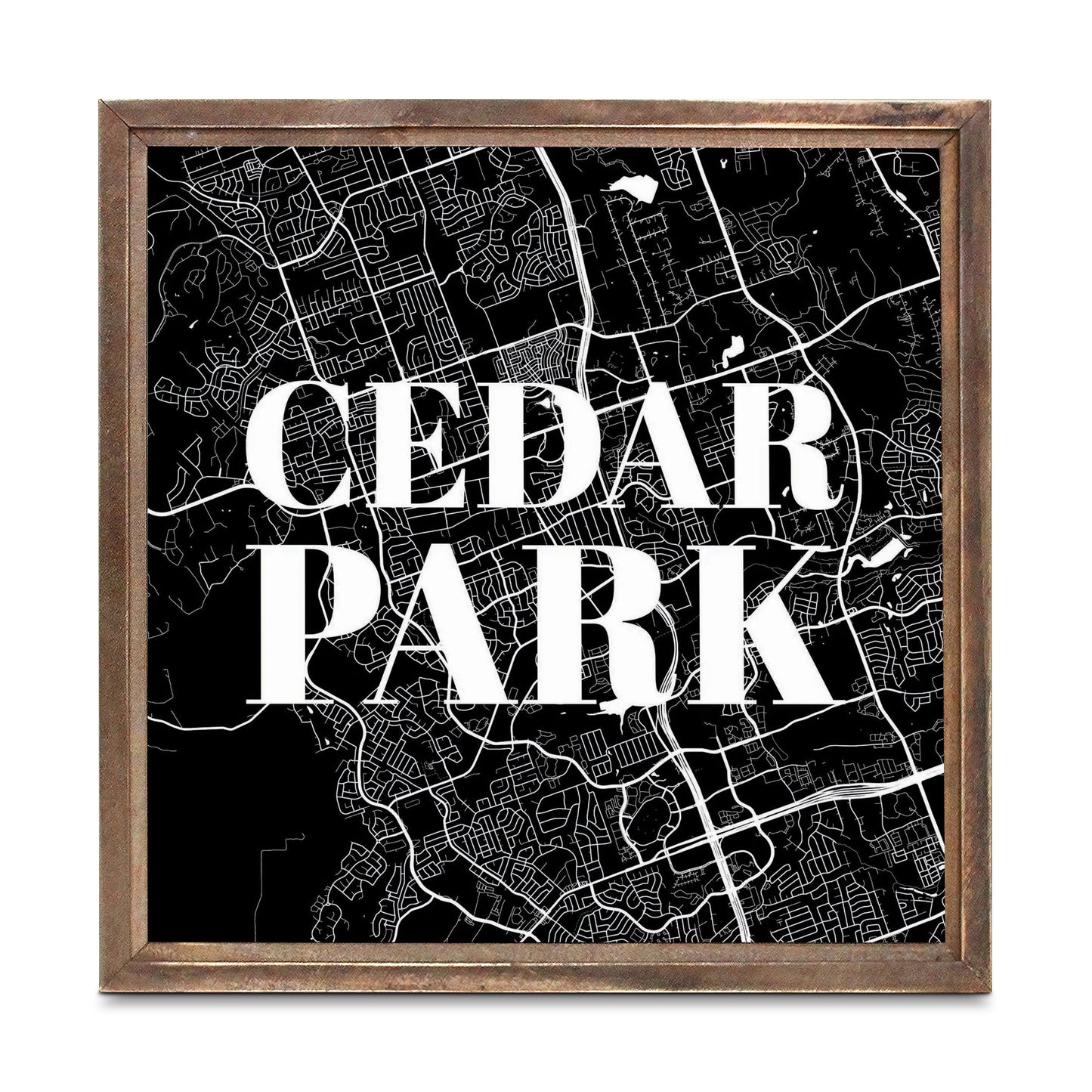 Minimalistic B&W Texas Cedar Park Map | Wood Sign | Eaches | Min 1