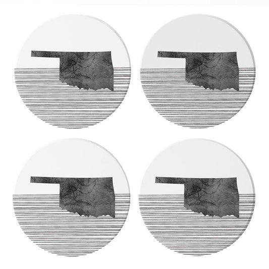 Modern Oklahoma State Shape With Straight Lines | Absorbent Coasters | Set of 4 | Min 2